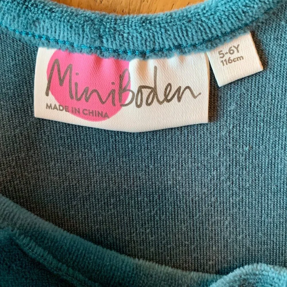 MINI BODEN Reindeer Dress Girls 5-6 5T 116cm Green Velour Tulle Christmas Girl - Picture 6 of 6